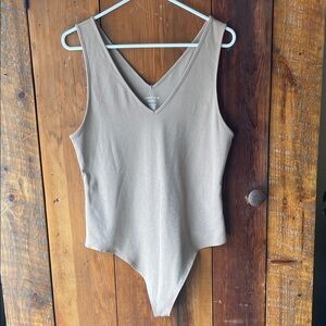 American Eagle Neutral Taupe Knit Bodysuit